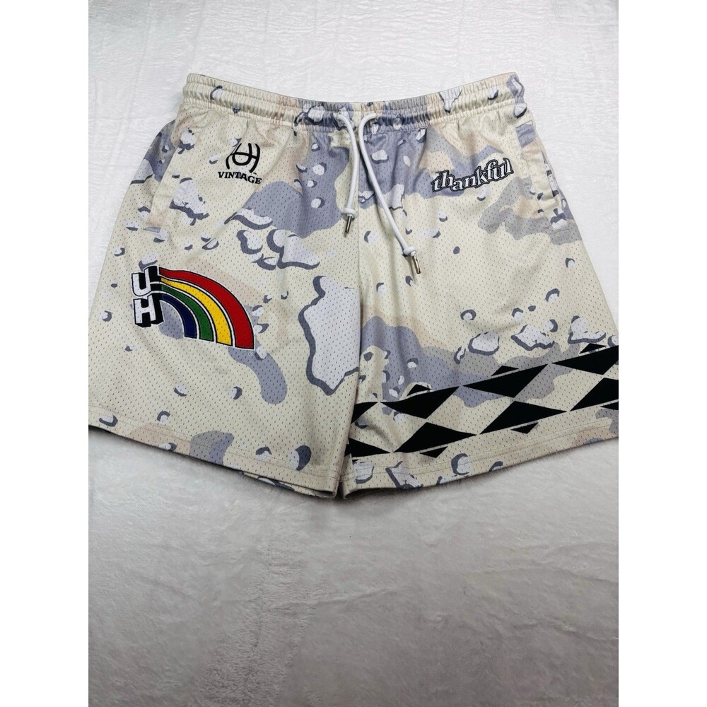 RARE Thankful x Waiakea UH Hawaii Rainbows Mesh Shorts  Large  Gray Camo  Collab